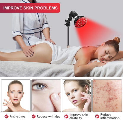 Red Light Therapy Lamp - LED Face & Body Treatment, Adjustable Stand 10-16.5In, 18 Leds 660Nm & 850Nm Combo