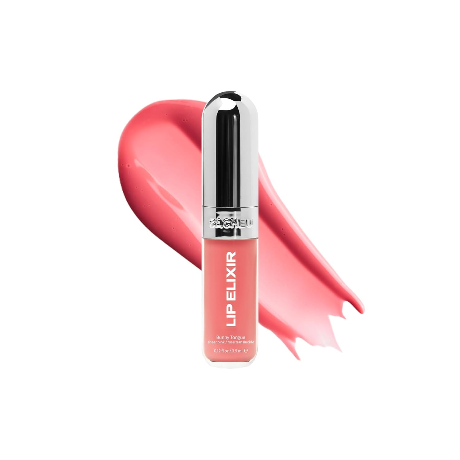 Lip Elixir Nourishing and Hydrating Lipgloss — Moisturizing Plumping Lip Gloss Enriched with Collagen, Non-Sticky Lip Color Smooth High-Shine Finish (Bunny Tongue)